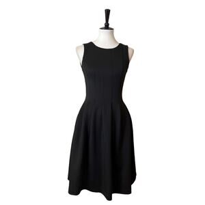Calvin Klein Women’s Dress Fit Flare Scuba Sleeveless Pockets Black Size 2